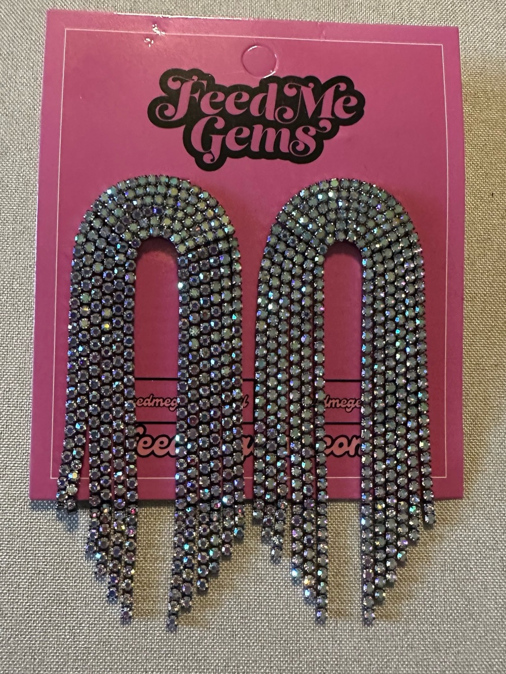 NEW Feed Me Gems Gunmetal Rainbow Earrings